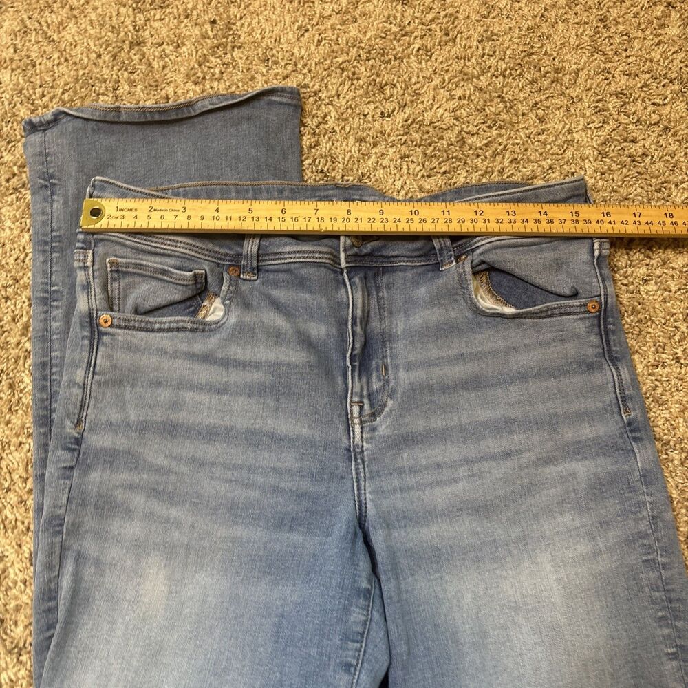 American Eagle Jeans Womens 14 Blue Kick Boot Bootcut Mid Rise Stretch Faded - Picture 4 of 15